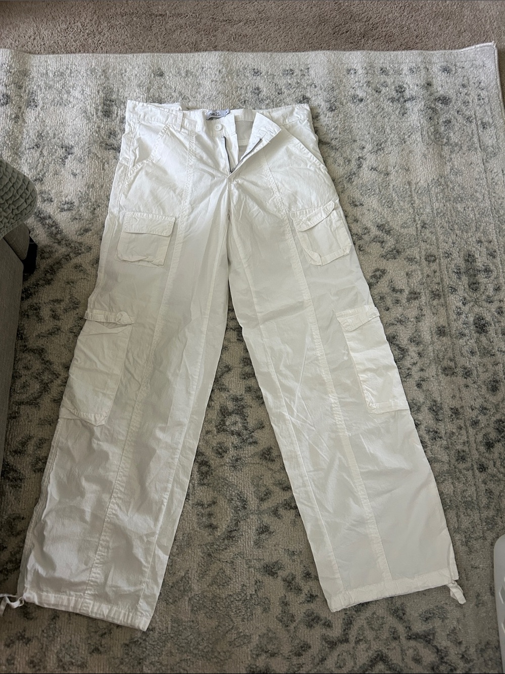 White Men's Cargo Pants - Lightweight Utility Style